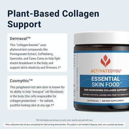 ActivatedYou Essential Skin Food – Plant-Based Collagen Support Capsules for Radiant, Firm Skin