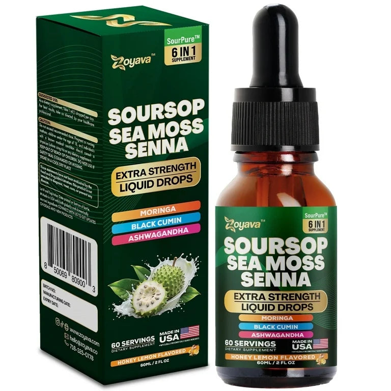 6-in-1 Soursop Sea Moss Liquid Drops – Daily Wellness & Digestive Support Blend